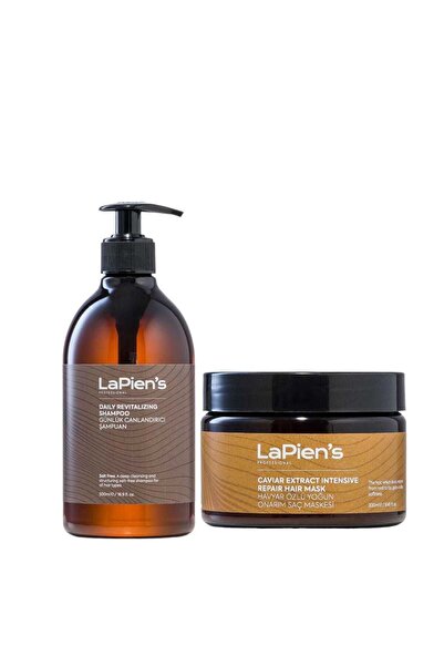 Lapien's Kuru Saçlar İçin Günlük Tuzsuz Şampuan 500 ml ve Nemlendirici Onarıc...