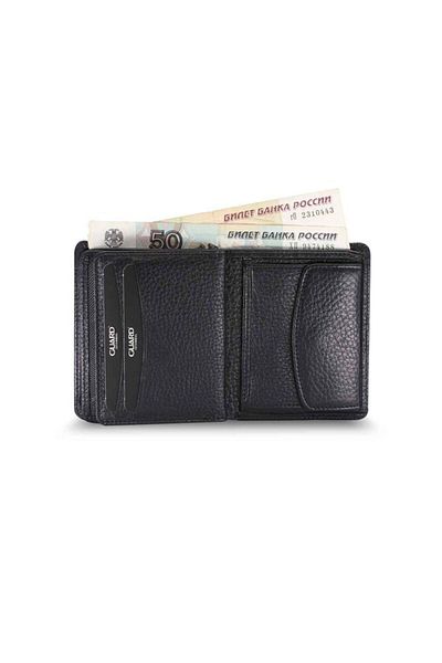 GUARD Black Matte Leather Men's Wallet - With Coin Purse