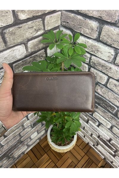 GUARD Brown Leather Handbag - Double Zipper