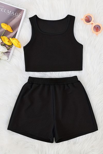 MYADA Special Design - Cotton Printed Crop Shorts Set