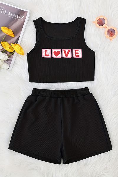 MYADA Special Design - Cotton Printed Crop Shorts Set