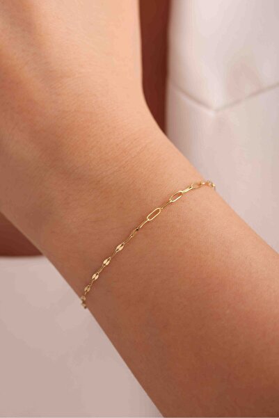 Gianfranco 14 Ayar Altın Yarı Ataş ve Yarı Aynalı Dizayn Bileklik