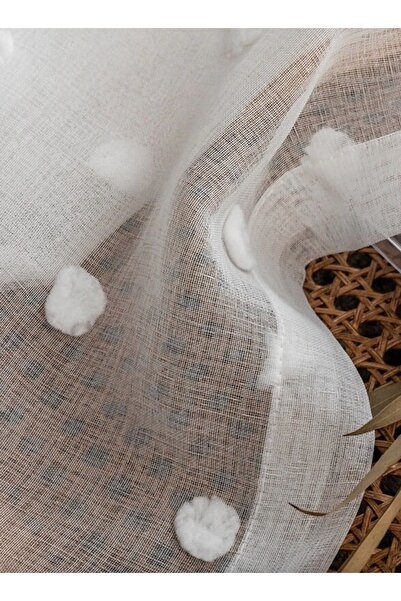 Boutique Curtain Льняні рустикальні тюлеві штори в горошок - Прямі без складок, з підкладкою