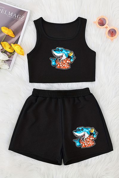 MYADA Set pantaloni scurți și top - Cool Shark Printed