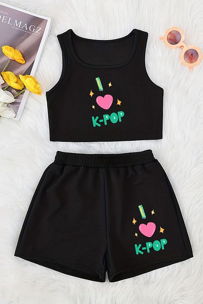 MYADA Design special - Set pantaloni scurți crop din bumbac imprimat