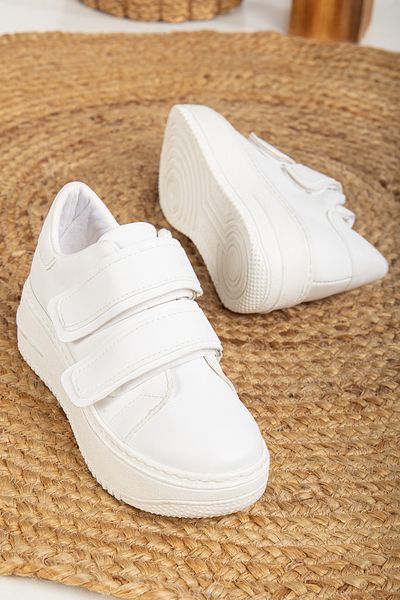 Mc vay Shoes Pantofi sport de damă cu velcro cu dungi duble albe