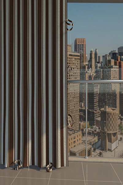 RİZZ ستارة بلكونة درجة أولى قماش جبردين سميك مع كورنيش - دانتيل أعلى X ارتفاع...