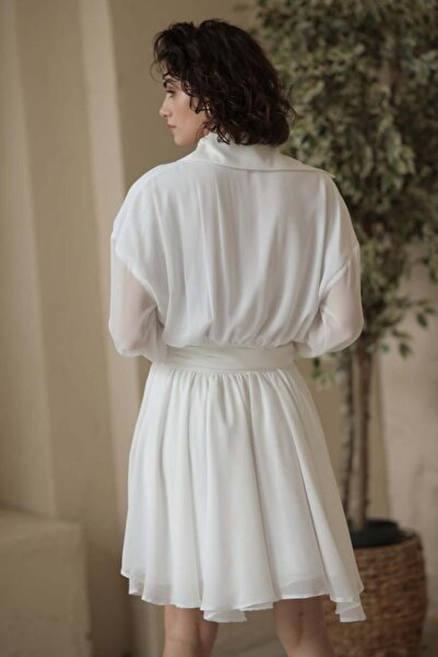 LaGrace Clara Beyaz Şifon Elbise