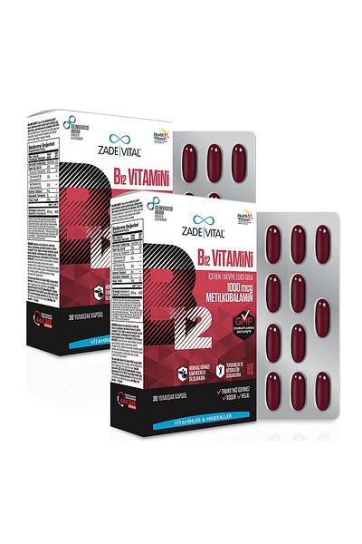 Zade Vital Vitamin B12 - Food Supplement (2 Boxes of 60 Capsules)