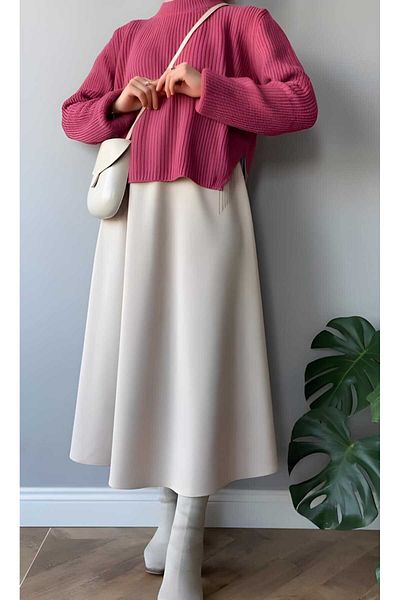 CNG MODA Scuba Hijab Flared Skirt