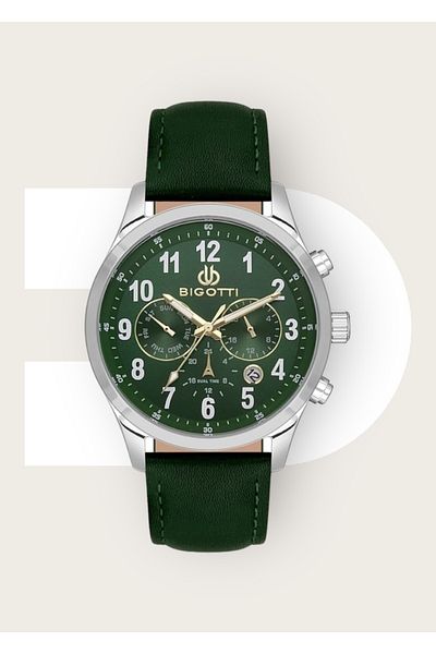 Bigotti 5 ATM Waterproof Genuine Leather Men's Wristwatch - Active Functions