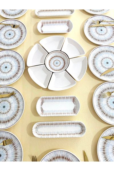 VENÜS HOME DECORATION Blue Eyes - 23 Piece Breakfast Set for 12 People