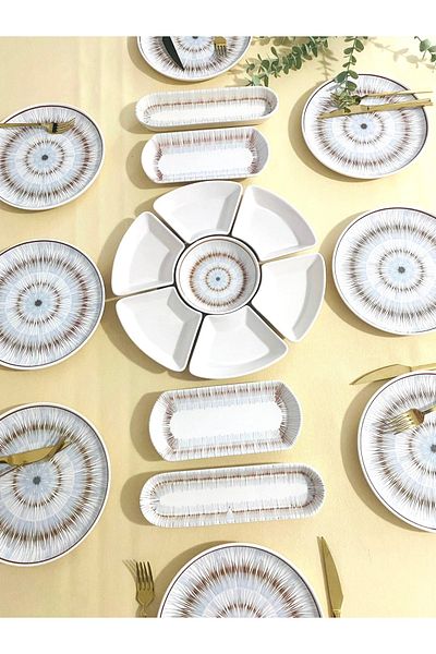 VENÜS HOME DECORATION Blue Eyes 8-Person Breakfast Set - 19 Pieces
