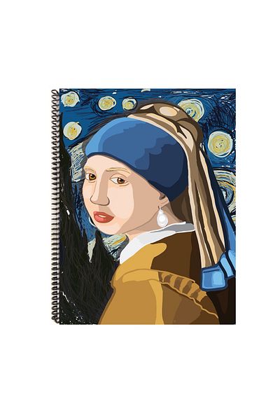 FLY COLOR A4 Leaf Striped Patterned 80 Page Spiral Notebook - P.P Cover