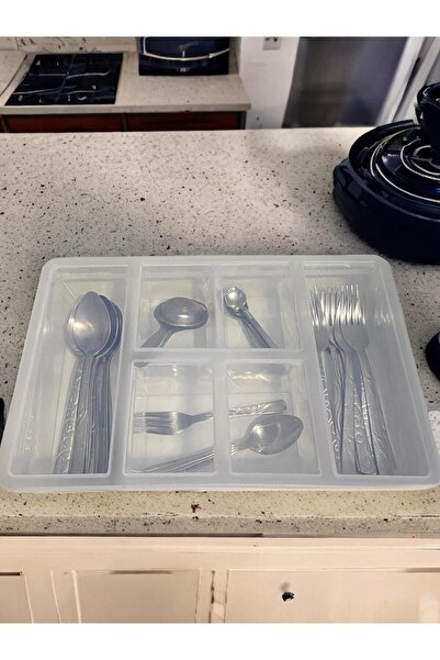 Bayev Luna 5 Drawer - 2 Pieces, 5 Compartments, Spoon and Knife Organizer with Lid