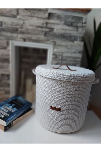 Secem Boutique Handmade Basket, Organizer Basket, Basket with Lid, Living Room Decor, Wicker Basket, Jute Basket