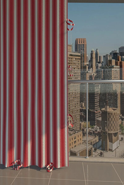 RİZZ Balkon Perdesi 1.sınıf  KALIN Gabardin  Kumaş Kornişli- Bağcıklı  EN X Y...