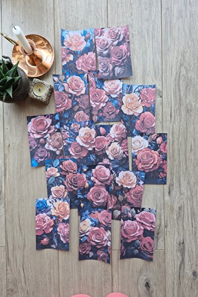 Mona Craftist مجموعة من 15 ورقة سكرابوك بتصميم زهرة عتيقة - مجلة رصاصة