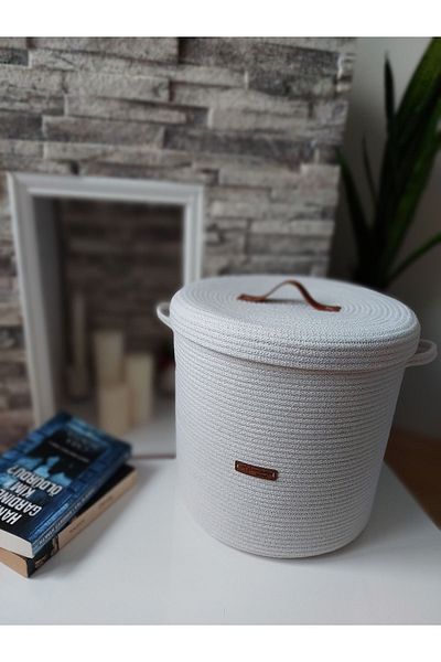 Secem Boutique Handmade Basket, Organizer Basket, Basket with Lid, Living Room Decor, Wicker Basket, Jute Basket