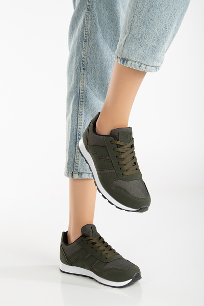 BOUIS Unisex Χακί Μαύρο Lace Up Casual Άνετη σόλα Άνετη μαλακή περπάτημα καθημερινά αθλητικά παπούτσια