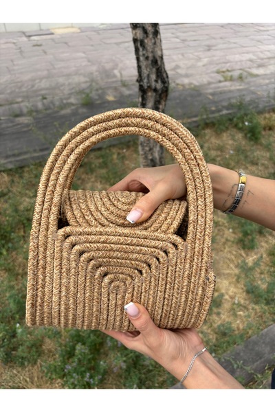 MaVaux Mini Jute Straw Portfolio - Soft Clutch Handbag, Summer Fashion