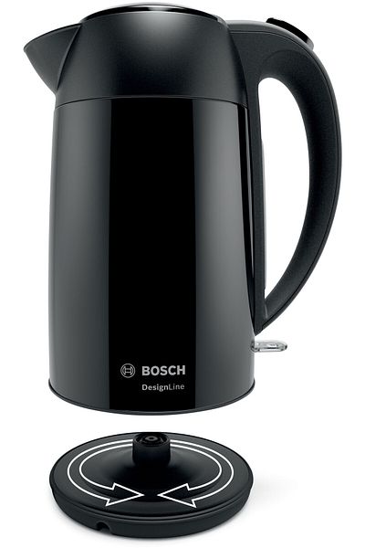 Bosch DesignLine Stainless Steel Cordless Kettle, 1.7 L, 3000W - Black, TWK3P423GB 1 Year  Warranty