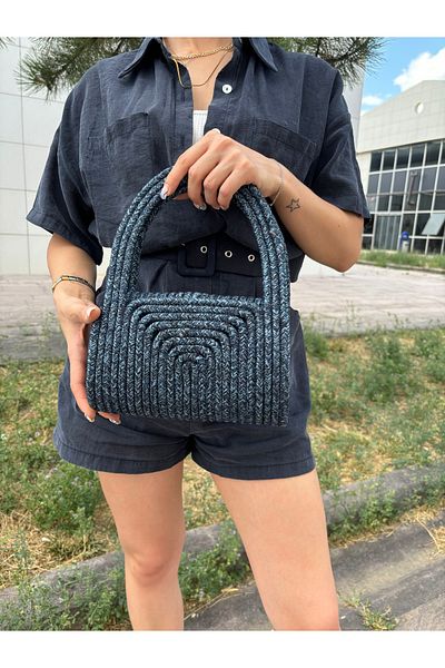 MaVaux Мини портфолио от слама от юта - мека дамска чанта, лятна мода
