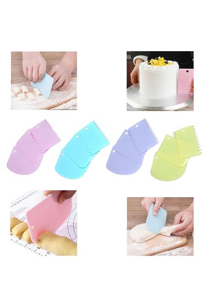 Dore Voir مجموعة من 3 مكشطة عجين بلاستيكية/قطاعة عجين/مشط كريمة مخفوقة