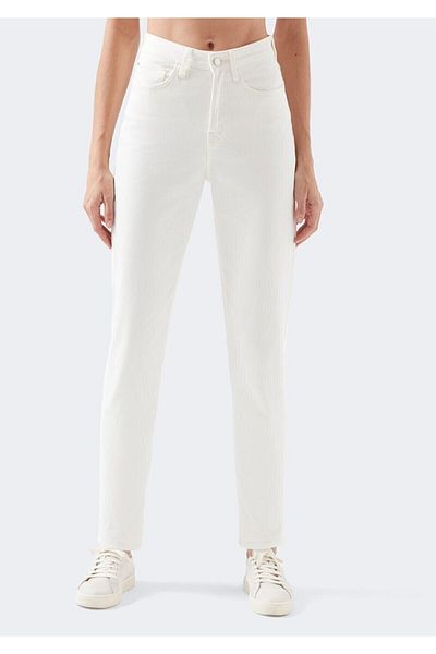 ByCukurovaFrango Penolope White High Waist Non-Fading Women's Jeans - Buy 1 Size Larger