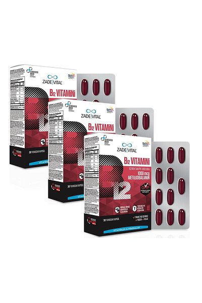 Zade Vital Vitamin B12 - Food Supplement (3 Boxes of 90 Capsules)