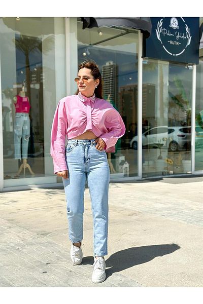 MAKRAS EXCLUSIVE Blugi de damă cu talie înaltă Lycra Penolope