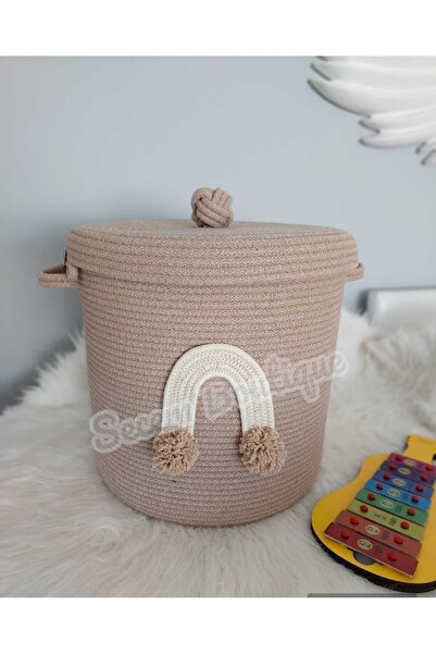 Secem Boutique سلة ألعاب مقاس 30x30 - متسخة وغطاء، ديكور غرفة الأطفال