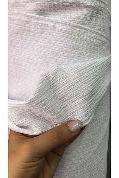 turkanlarhome Knitted Bürümcük Fabric Lycra Double White (Crop-blouse-trousers-dress etc.)