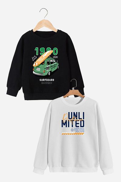 FYK COLLECTİON Комплект от 2 части суичър с щампа и яка 0 за момче