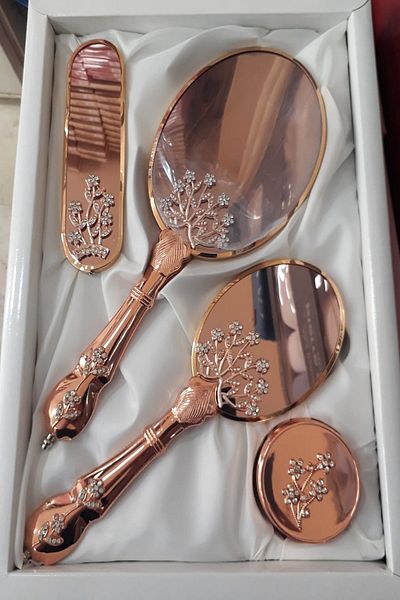 Alvin 233 Dowry Mirror Comb Set-bronze