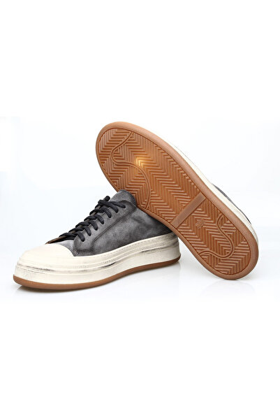 Butik Gray Suede Lace-Up Genuine Leather Men's Shoes