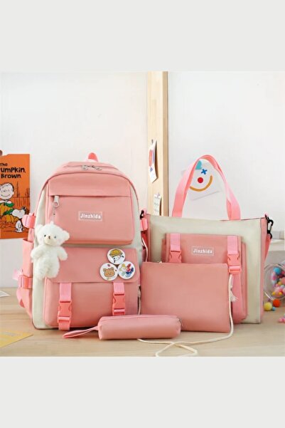 roys joys 5-Piece Korean Style School Bag Set - With Teddy Bear