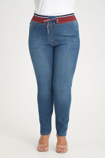 SERRA BÜYÜK BEDEN Stretch Trousers - Ribbed Detail on the Waist