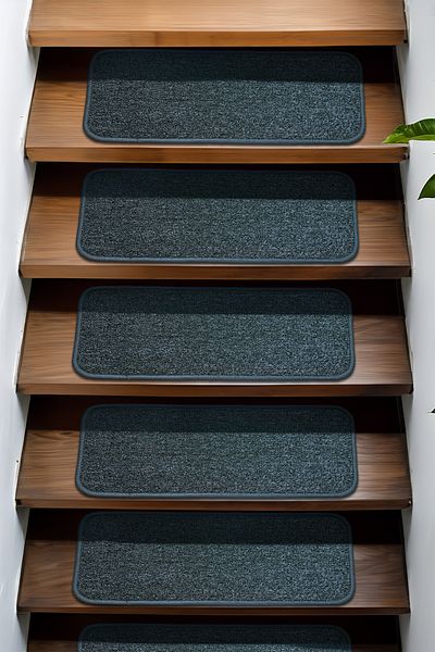Stepmat 16 Pieces Economical Step and Stair Mat in Anthracite Square Curl Carpet