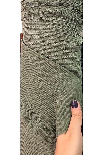 turkanlarhome Knitted Bürümcük Fabric Lycra Double Top Khaki Color (Crop-blouse-trousers-dress etc.)