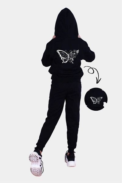 FYK COLLECTİON Σετ φόρμας για κορίτσια με λεπτομέρεια με στάμπα πεταλούδας