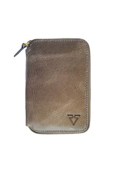 Naturel Tılsım Gray Mini Leather Wallet - Zippered and Smokey