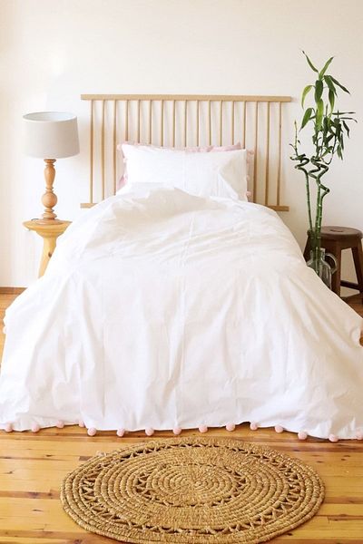 Tekstil Home Pink Pompom Single Duvet Cover Set Cotton Fabric Young Children's Room Design Retro