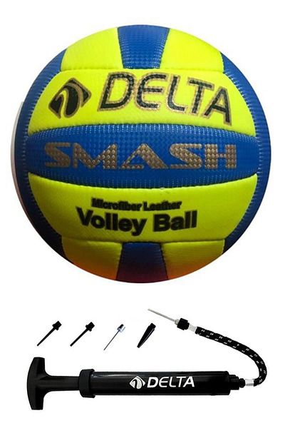 Delta Smash Hand Stitched Number 5 Volleyball Ball + Bidirectional Multifunctional Ball Pump Set