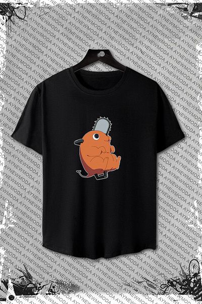 aynewmoda Tricou unisex Chainsaw Man - imprimat frontal, decolteu