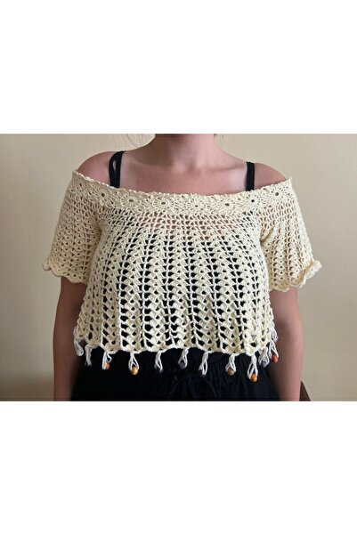 Meralin Elinden EL ÖRGÜSÜ BONCUKLU CROP