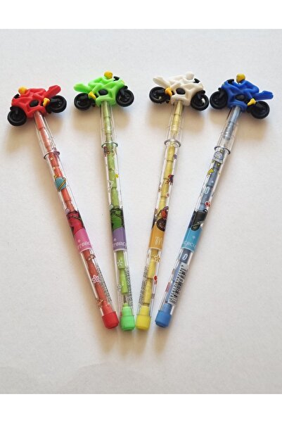 Modellino قلم رصاص ملون للدراجات النارية مكون من 4 قطع - الرأس والبيض