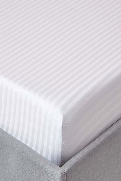 Tekstil Home Luxury Hotel Series Striped White Cotton Satin Elastic Sheet Set Double King Size 180x200 Size.