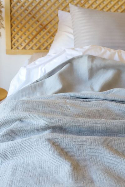 Tekstil Home Colorful Hotel Series Double Small Checker Pattern Pique Cotton 200x240 Size. Multi-Purpose Gray Color