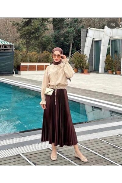 ELANO Πλισέ δερμάτινη φούστα Hijab